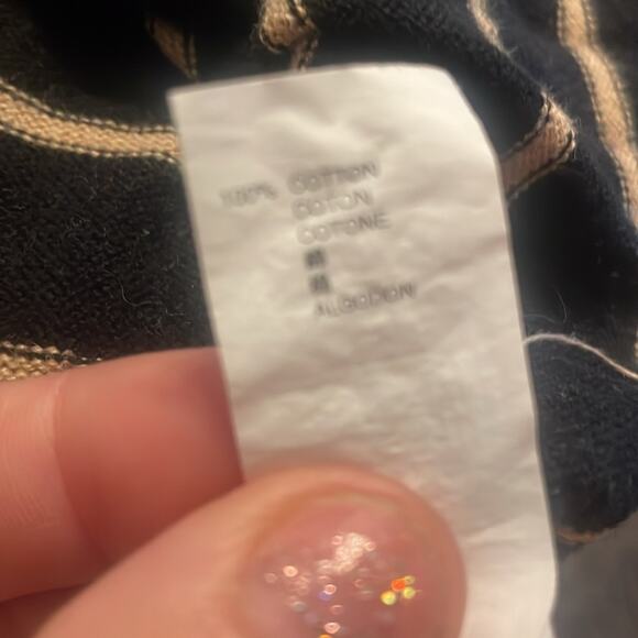 Gap factory 3/4 Sleeve 100% Cotton Black and Tan Striped Sweater - Picture 6 of 6